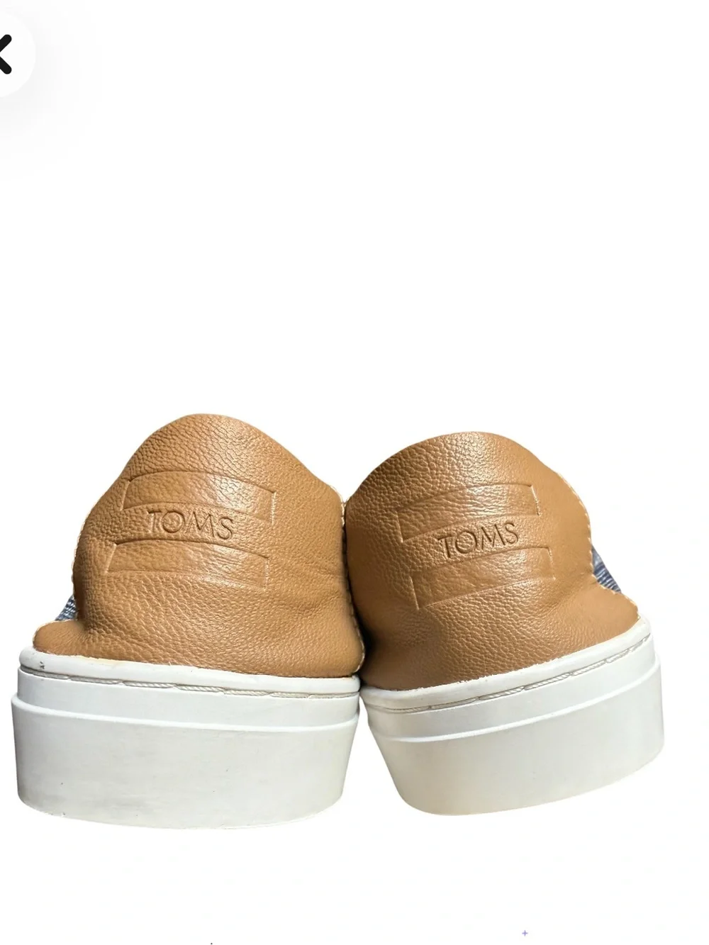 Toms Women’s Chambray Slip-On Loafers in Navy and White-Size 10
